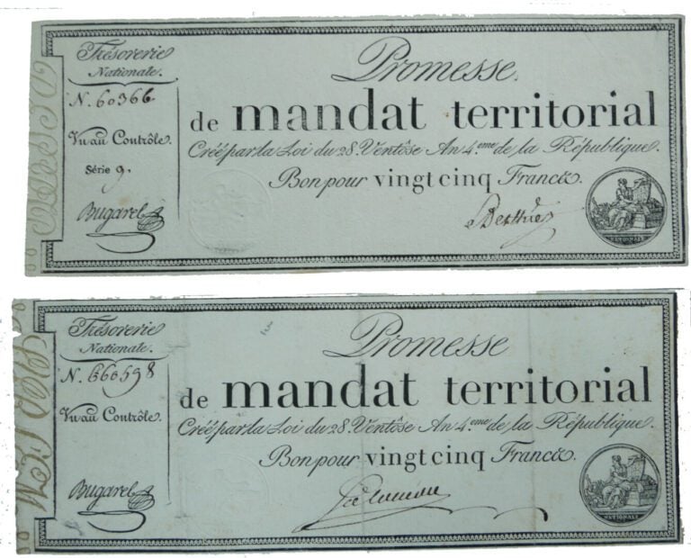 Assignat - - Lot de deux promesses de mandat territorial, bon pour vingt-cinq F…
