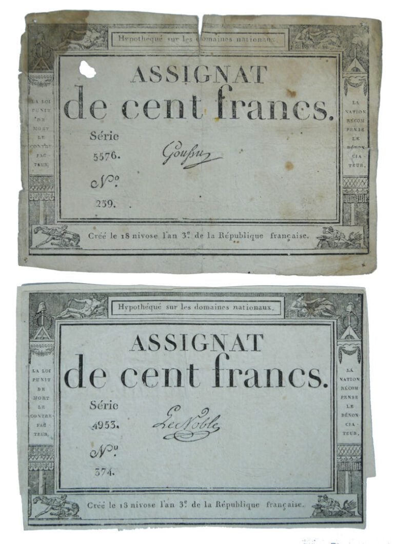 Assignat - - Lot de trois assignats de cent Francs Série diverses - Etat : B, c…