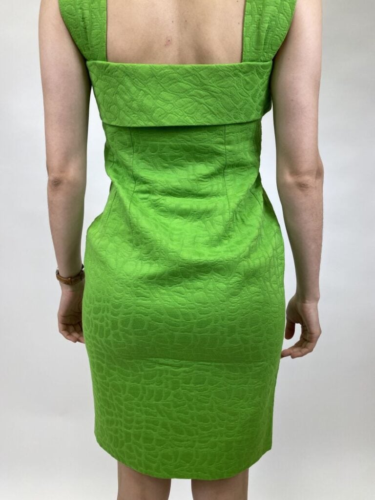 BALENCIAGA - Robe à larges bretelles en coton vert pomme effet jacquard ornée d…