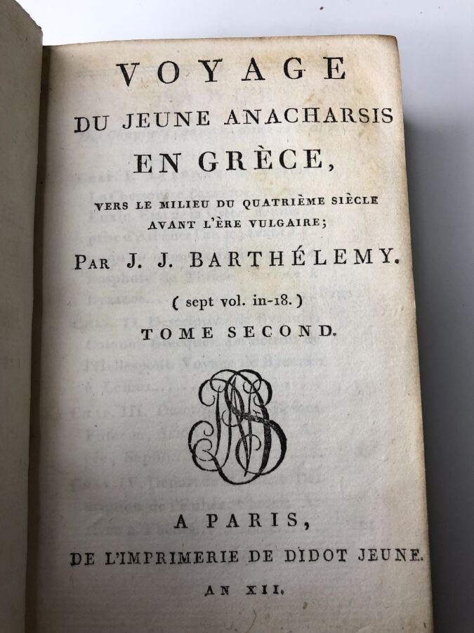 BARTHELEMY (J.J). - Voyage du Jeune Anacharsis en Grece, vers le milieu du quat…