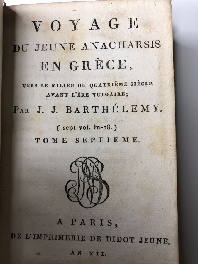 BARTHELEMY (J.J). - Voyage du Jeune Anacharsis en Grece, vers le milieu du quat…