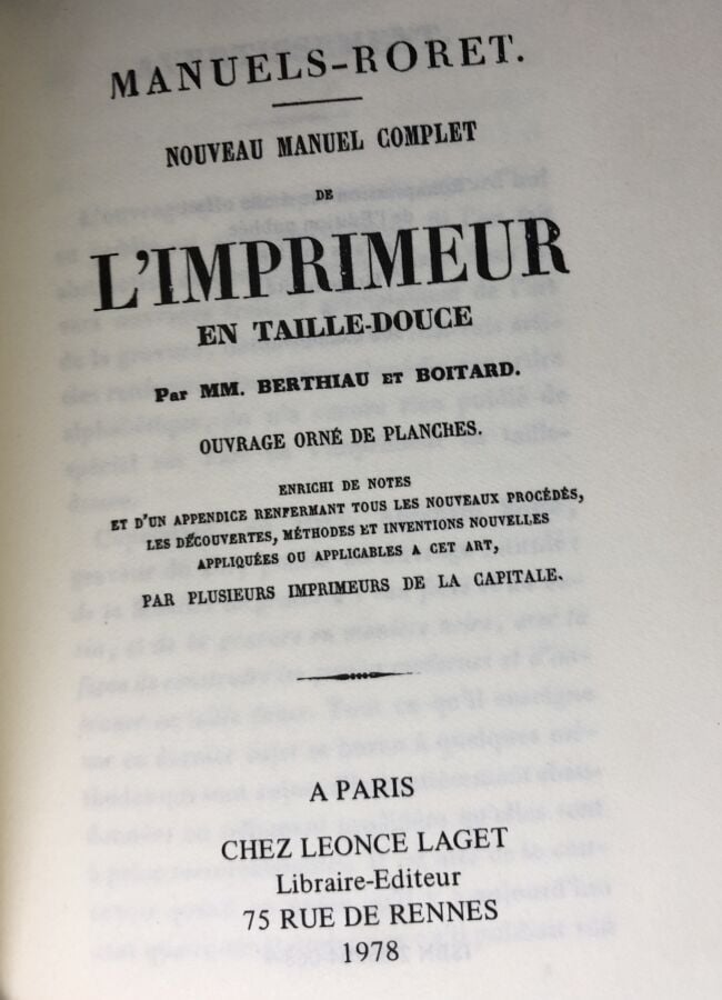 BERTHIAU / BOITARD - Manuels Roret, Nouveau manuel complet de l'imprimeur en ta…