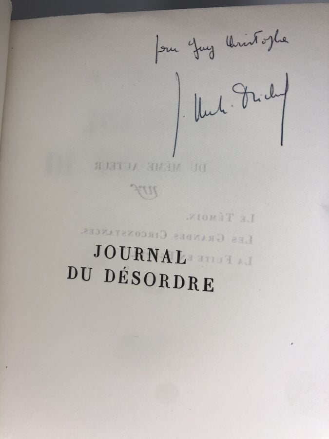 BLOCH-MICHEL (Jean). - Journal du désordre. Édité à Paris chez Gallimard en 195…
