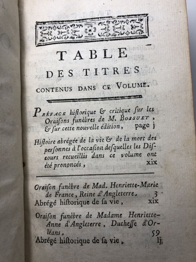 BOSSUET JACQUES BENIGNE. - Recueil des oraisons funèbres. Édité à Paris chez De…