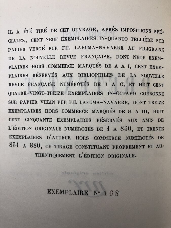 BOST (Pierre). - Prétextat. Edité à Paris chez Gallimard en 1925. De format in-…
