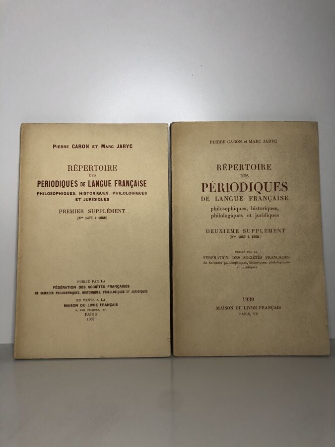 CARON (Pierre), JARYC (Marc). - REPERTOIRE DES PERIODIQUES DE LANGUE FRANCAISE,…