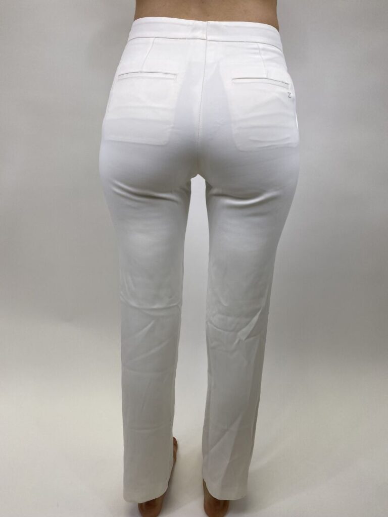 CHANEL - Pantalon en tissu satiné blanc - Taille 36 - Long. : 99 cm - (légères…
