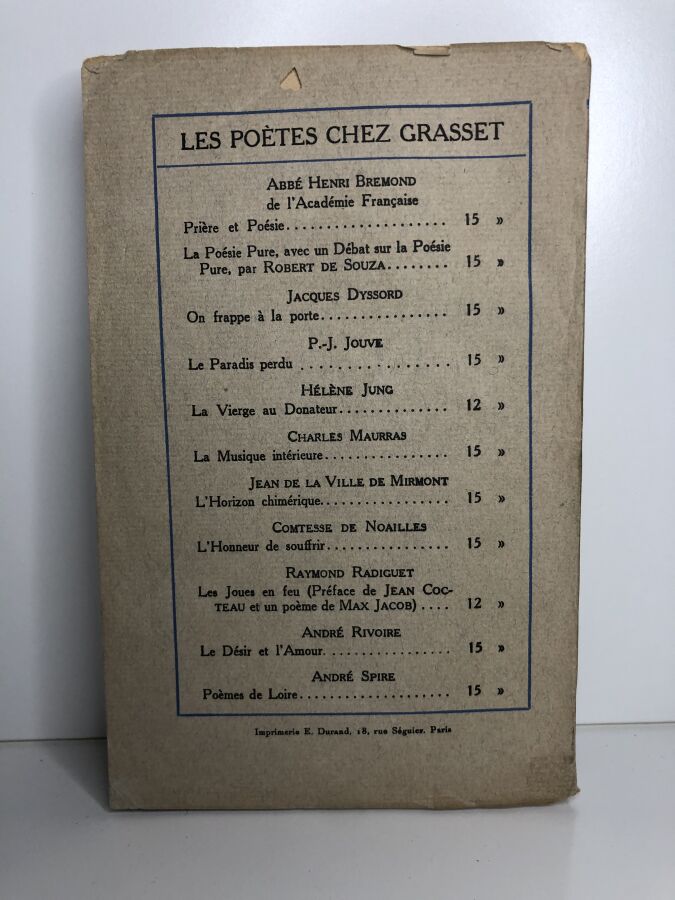 D'HOUVILLE (Gerard). - Les poésies. Edité à Paris chez Grasset et Cie en 1931.…