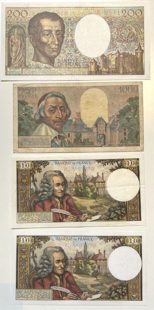 Divers - Billets - Lot de quatre Billets comprenant : - -Un Billet de 1000 Fran…
