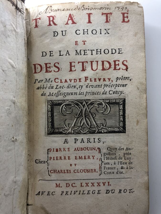 FLEVRY (Claude). - Traité du choix et de la méthode des études. Édité à Paris c…
