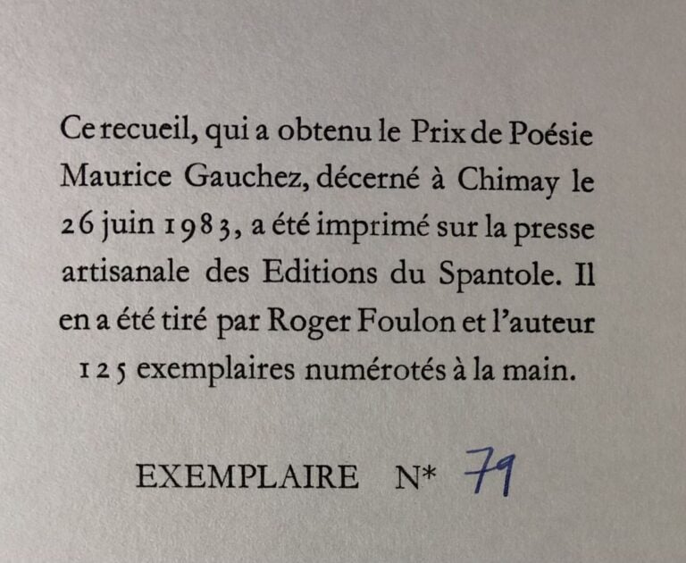 FOULON (Pierre-Jean) - L'ombre des Aunes. Edité sans lieu d'édition chez Editio…