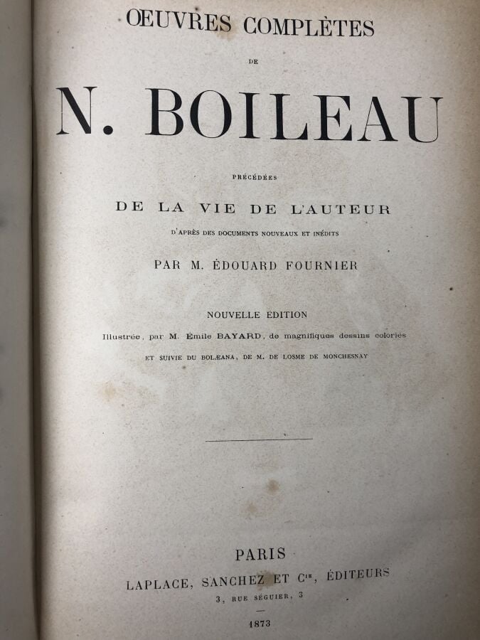 FOURNIER (Edouart). - OEuvres complète de N. Boileau. Édité à Paris chez Laplac…