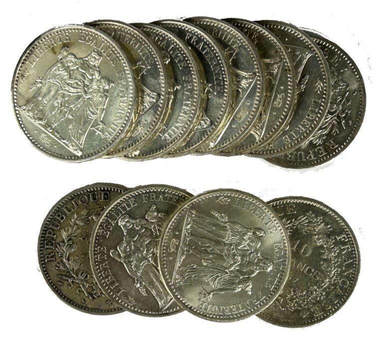 France - Cinquième République - Lot de douze monnaies de 10 Francs Hercule - A…