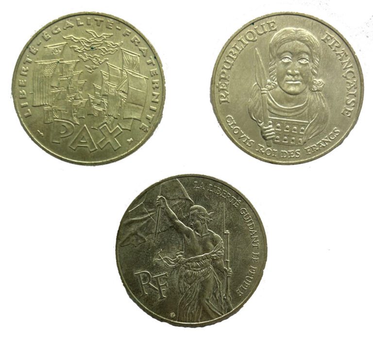 * France - Cinquième République - Lot de trois monnaies de 100 francs comprenan…