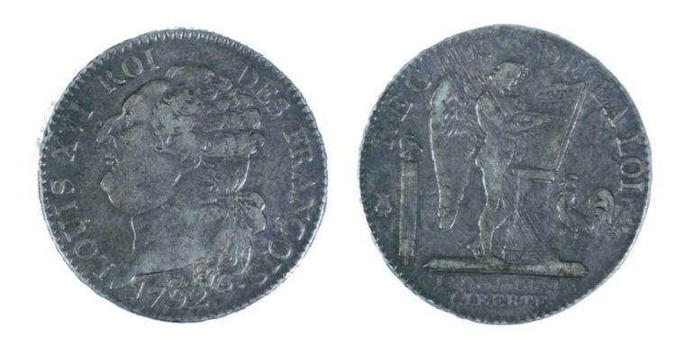 France - Constitution (1791-1792) - 3 Livres François 1792 A (Paris) - A : Tête…