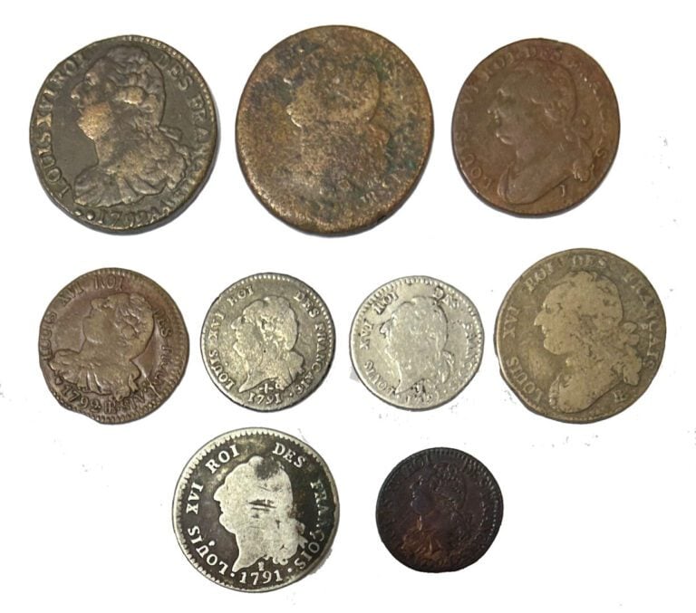 France - Constitution (1791-1792) - Lot de neuf monnaies de la constitution com…