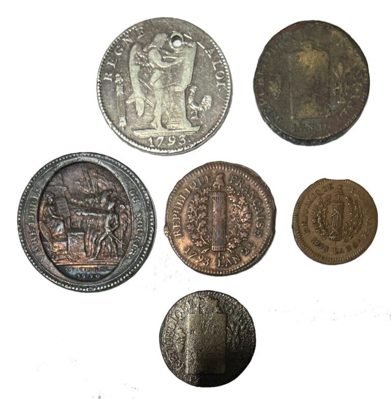 France - Convention (1792-1795) - Lot de six monnaies comprenant notamment un E…
