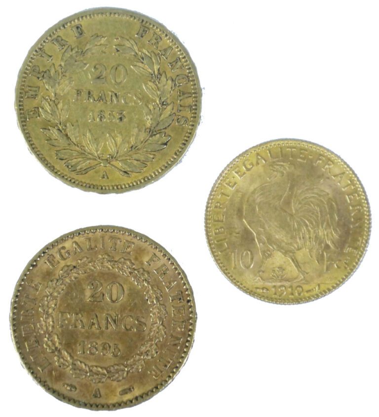 France - Divers - Lot de trois monnaies comprenant : - -Une 20 Francs Napoléon…