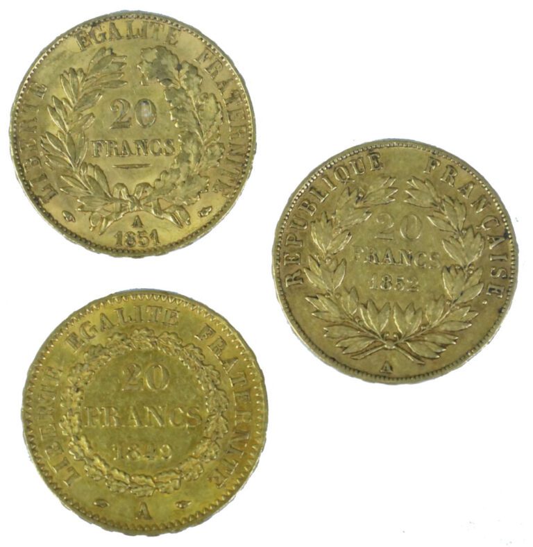 France - Divers - Lot de trois monnaies de 20 Francs comprenant : - -Une 20 Fra…