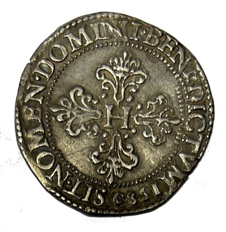 France - Henri III (1574-1585) - Franc au col plat 1580 - A : Tête laurée à dro…