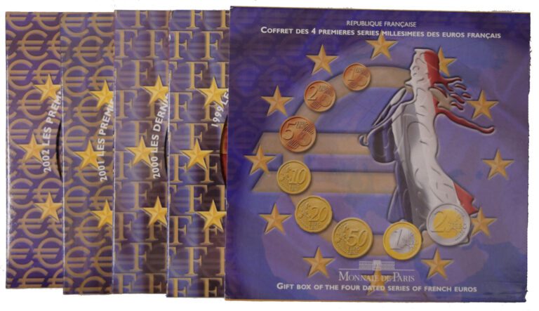France - Monnaie de Paris - Lot de quatre coffrets en un comprenant les années…