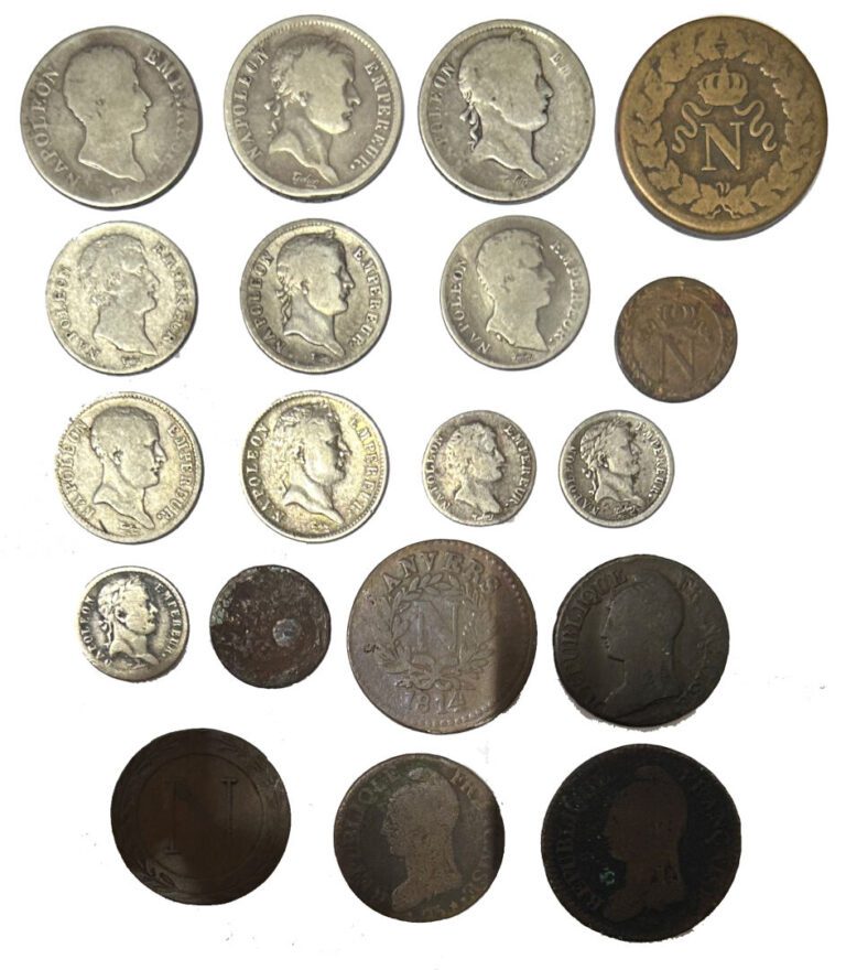 France - Napoléon Ier (1804-1815) - Lot de monnaies diverses comprenant : - -Tr…