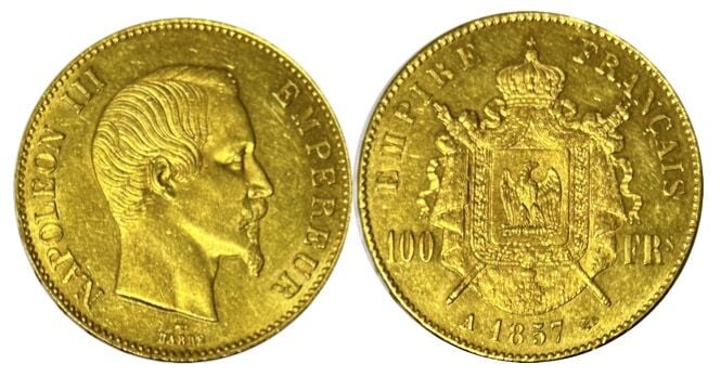 France - Napoléon III (1852-1870) - 100 Francs Napoléon III Tête nue 1857 A (Pa…