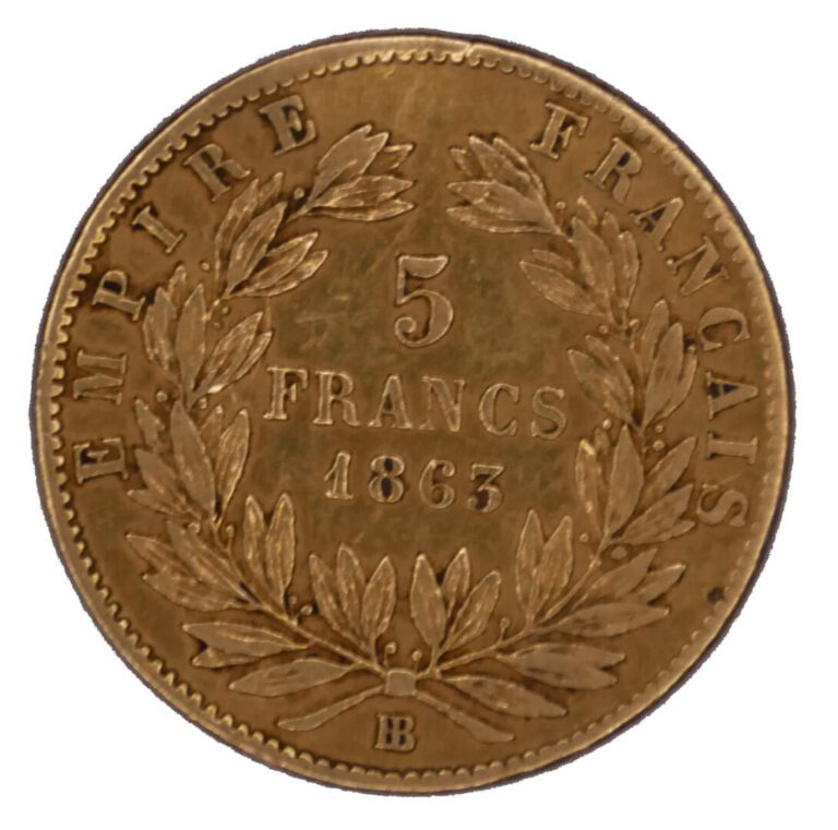 * France - Napoléon III (1852-1870) - 5 Francs 1863 BB - A : Tête laurée à droi…