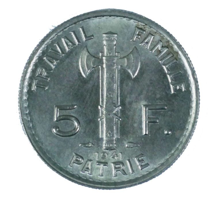 France - Régime de Vichy (1944-1944) - 5 Francs Pétain 1941 - A : Tête à gauche…