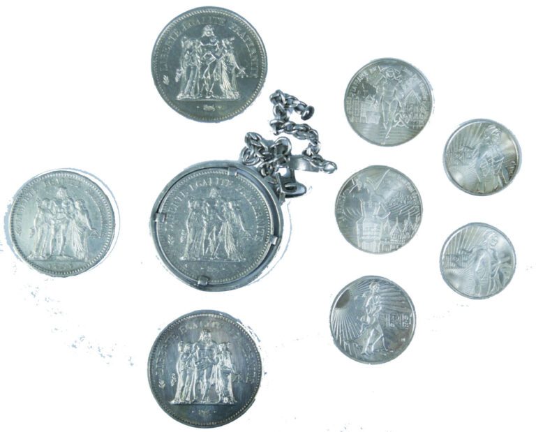 France - Ve République - Lot de monnaies en argent comprenant : - - trois 50 fr…