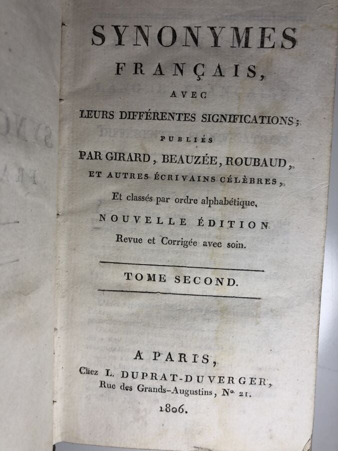 GIRARD / BEAUZEE / ROUBAUD - Synonymes français avec leurs différentes signific…