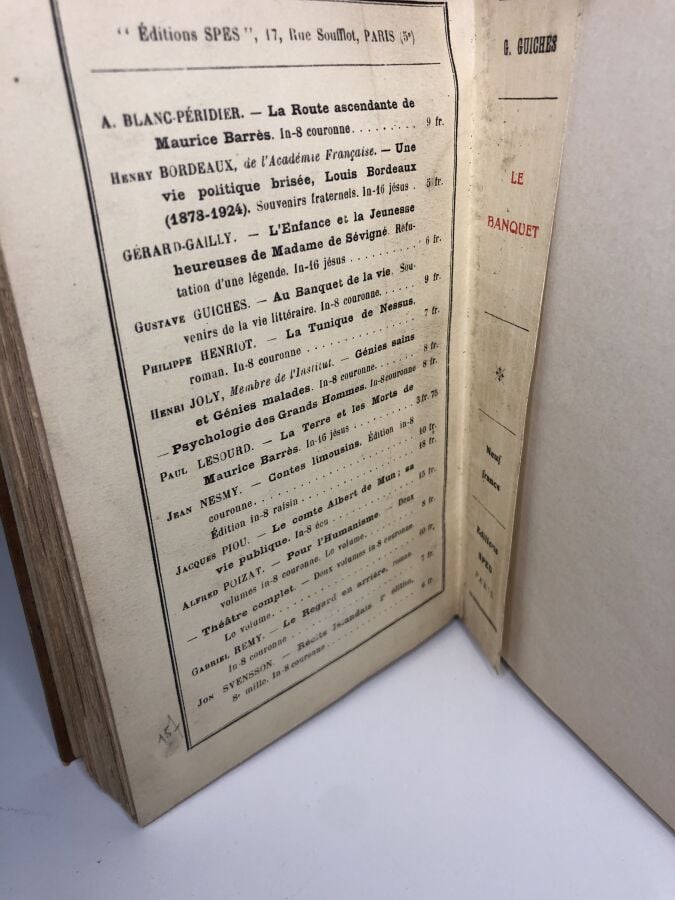 GUICHES (Gustave). - Le banquet. Édité à Paris chez Spes en 1926. De format in-…