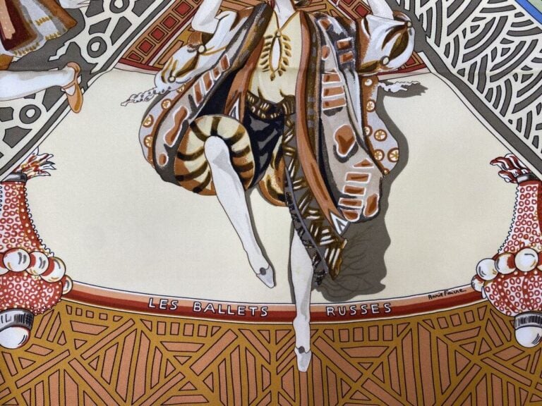 HERMÈS Paris - Carré en twill de soie à décor imprimé titré "Les ballets russes…