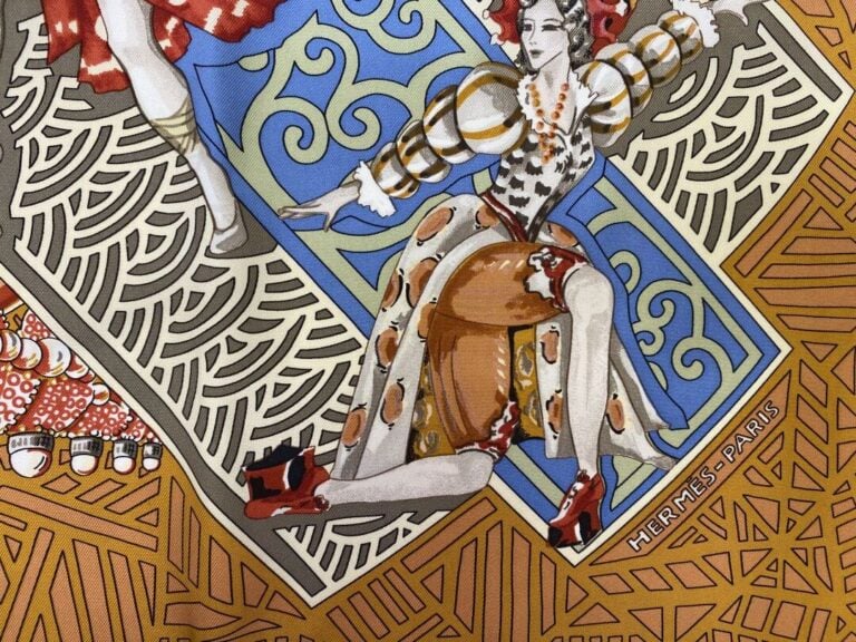 HERMÈS Paris - Carré en twill de soie à décor imprimé titré "Les ballets russes…