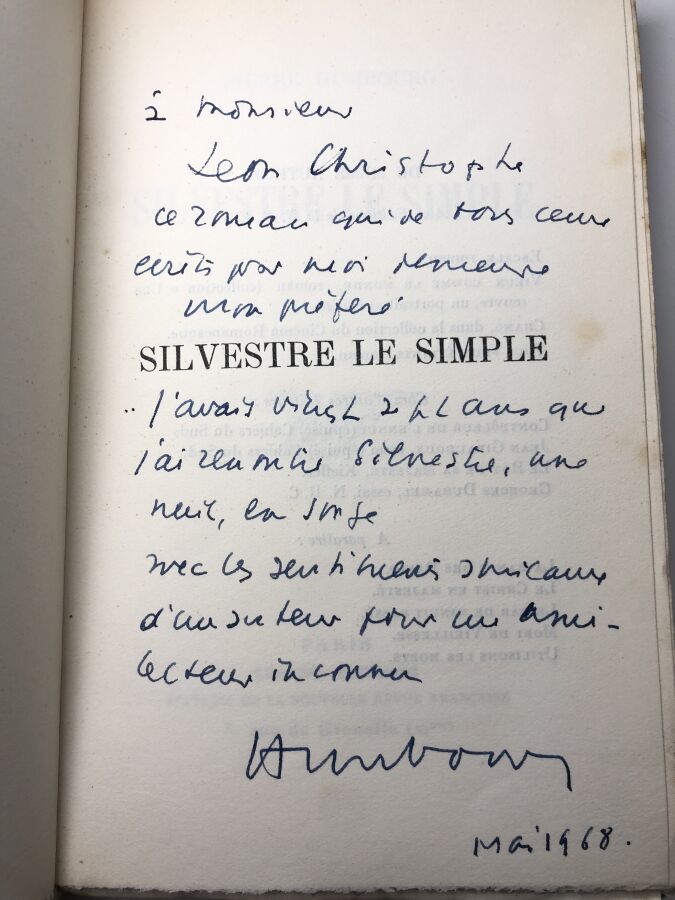 HUMBOURG (Pierre) - Silvestre le simple. Édité à Paris chez Gallimard en 1929.…