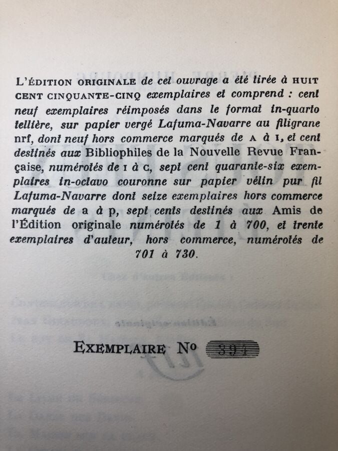 HUMBOURG (Pierre). - Tous feux éteints. Edité à Paris chez Gallimard en 1928. D…