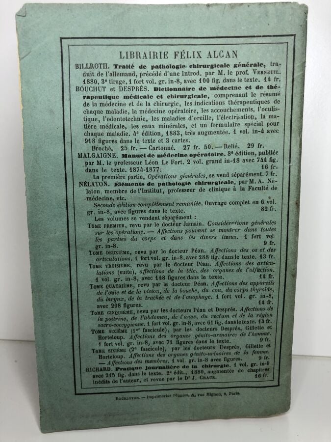 JAMAIN (M.A). - Manuel de petite chirurgie. Édité à Paris chez Felix Alcan en 1…