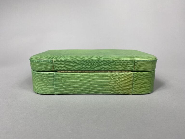 LANCEL - Coffret à bijoux gainé de cuir vert - 5.5 x 20.5 x 14.5 cm