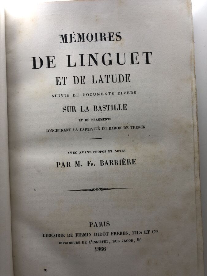 LINGUET (Simon-Nicolas-Henri) / LATUDE (Henri Masers de). - Mémoires de linguet…