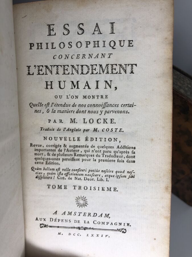 LOCKE M - Essai philosophique concernant l'entendement humain en 4 tomes. Édité…