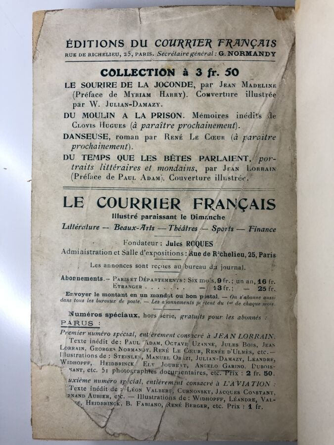 LORRAIN (Jean). - Madame Monpalou. Edité à Paris chez Société d'éditions littér…