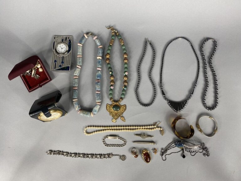 Lot de bijoux fantaisie divers dont colliers, bracelets, manchette, paire de cl…