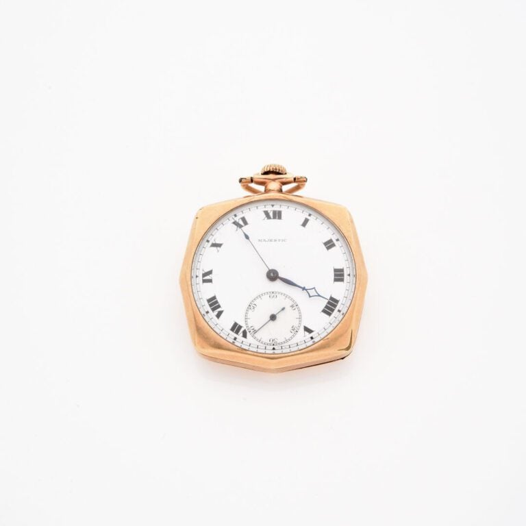 MAJESTIC - Montre de gousset en or 14K? de forme octogonale - Dos du boîtier or…