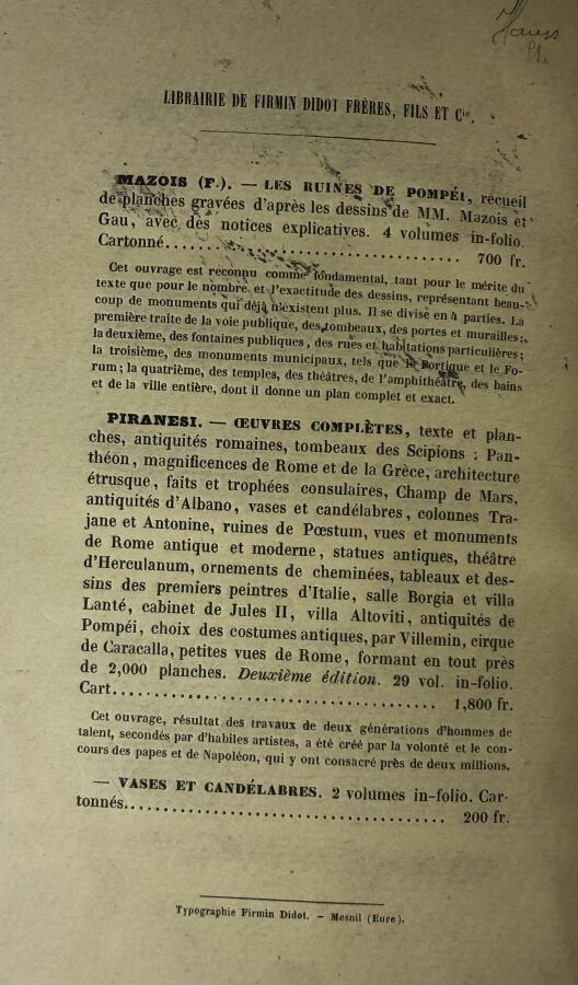 MAZOIS F - Le palais de Scaurus, ou description dune maison romaine. Fragment d…