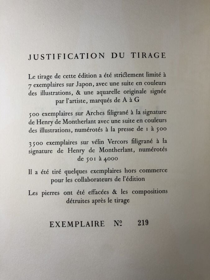 MONTHERLANT (Henry De) - Le songe. Édité à Paris chez Lidis en 1963. De format…