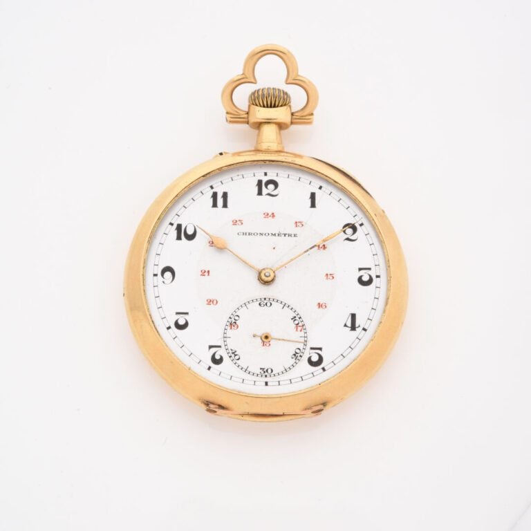 Montre de poche en or jaune (750), le dos du boîtier orné d'un cartouche non ch…
