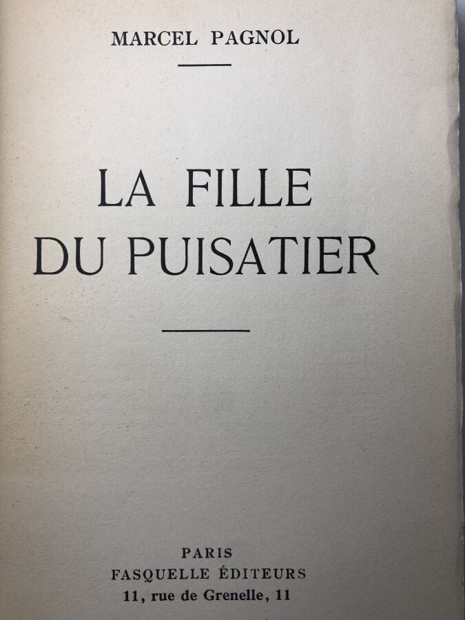 PAGNOL (Marcel). - La fille du Puisatier. Édité à Paris chez Fasquelle en 1941.…