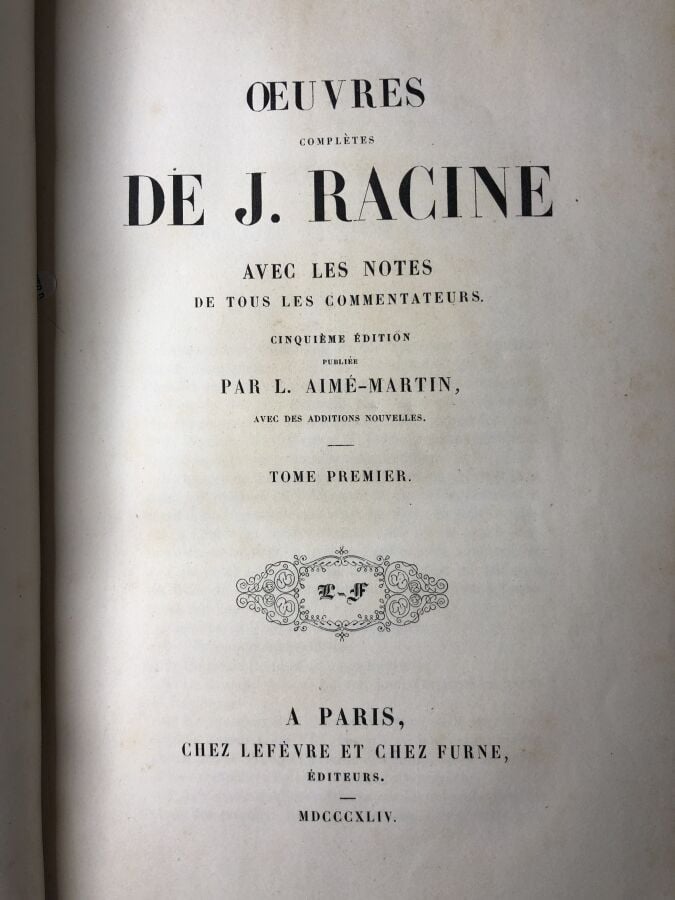RACINE & AIME-MARTIN L. - Oeuvres complètes de J. Racine avec les notes de tous…