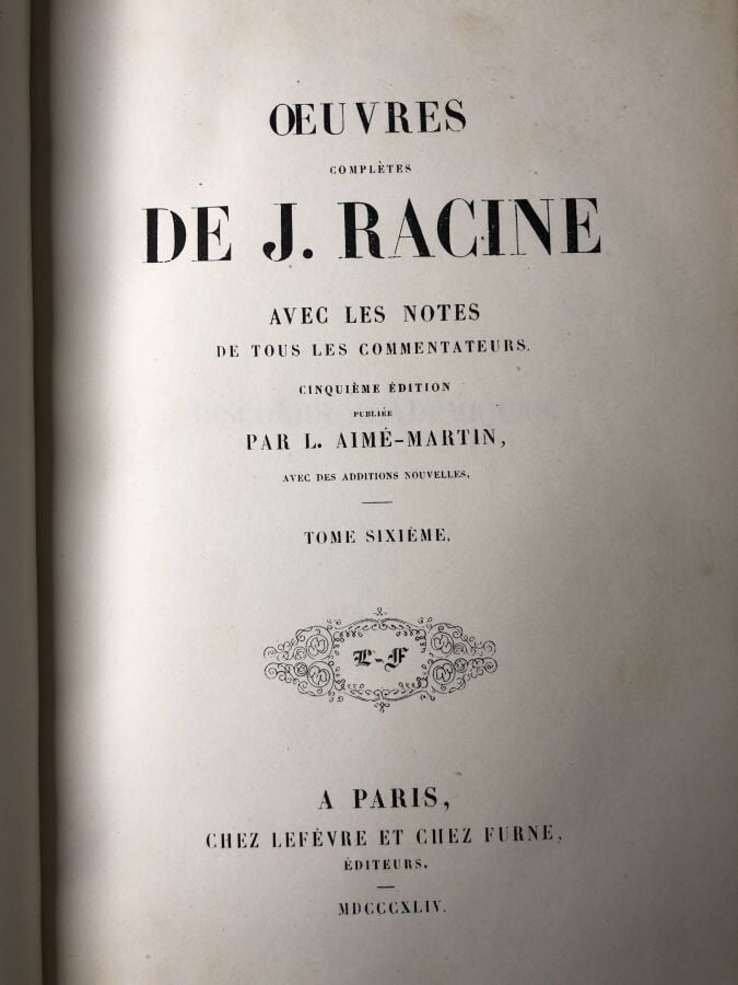 RACINE & AIME-MARTIN L. - Oeuvres complètes de J. Racine avec les notes de tous…