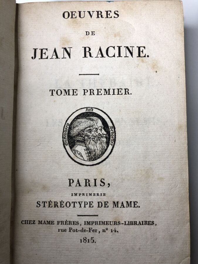 RACINE (Jean). - Oeuvres de Jean Racine, 5 volumes (complet). Édité à Paris che…